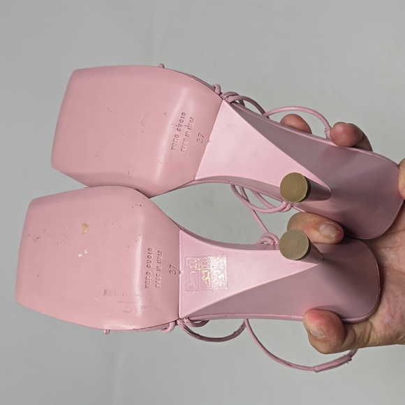 GIA/RHW Rosie 105 Strappy Wedge Ankle Pink Sandals Size 37 - Picture 8 of 9